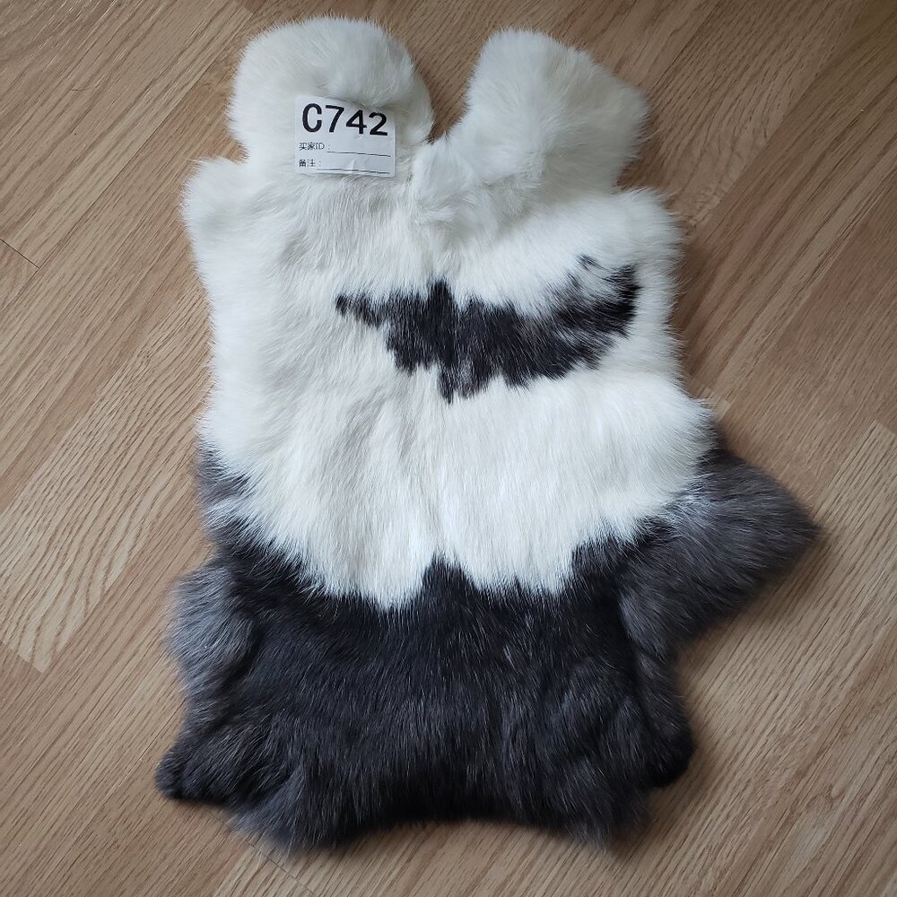C742 Genuine Soft Rabbit Fur Pelt - Natural Tanned Craft Supply Hide